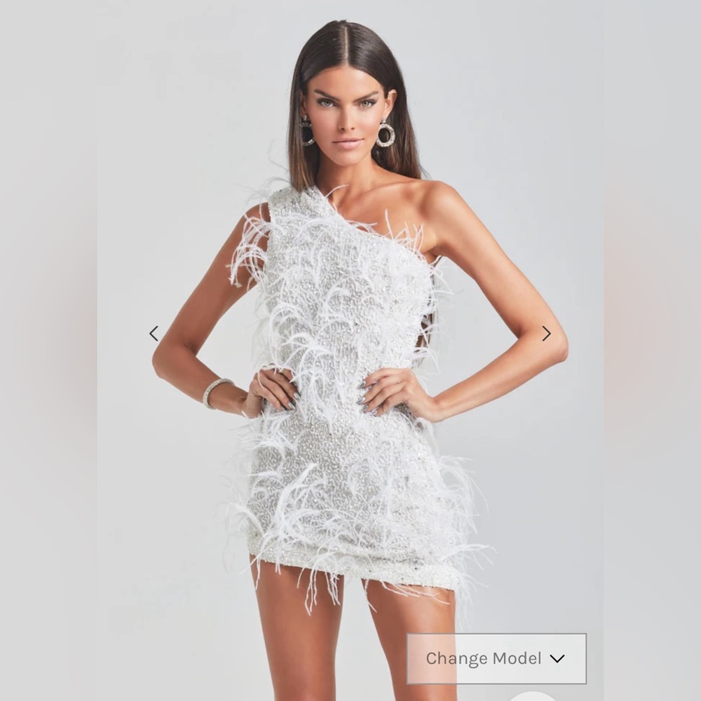 NWT Retrofete Sina White Feather Mini Dress